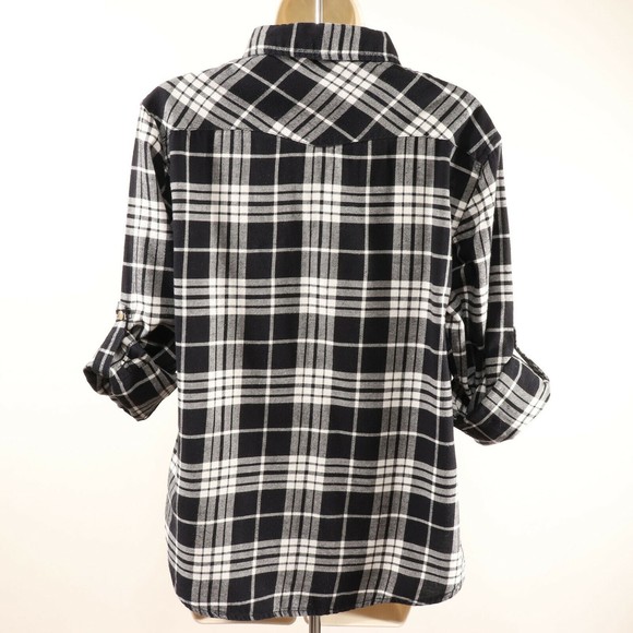 Jack's Girlfriend Womens Western Flannel Plaid Shirt M Roll Cuff Snap Front EUC - Picture 10 of 12